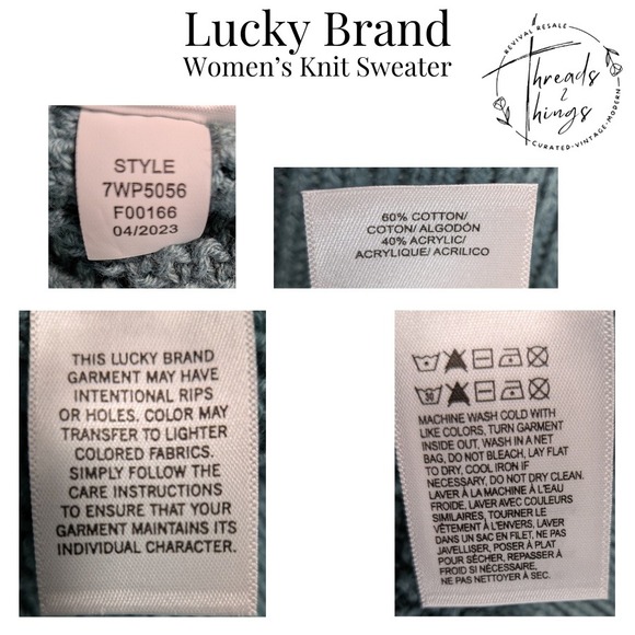 Lucky Brand Knit Sweater Women Teal XL V-neck slouchy Shoulder casual dress cozy - Picture 10 of 11